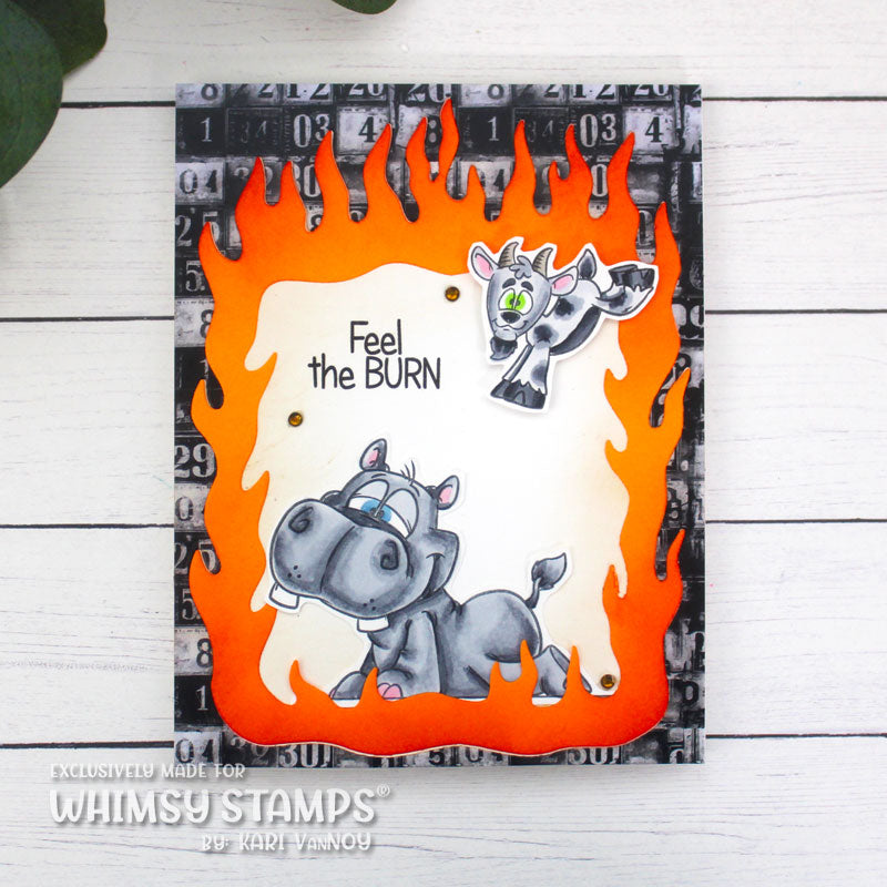 Whimsy Stamps Hippo Yoga Clear Stamps dp1048a fire