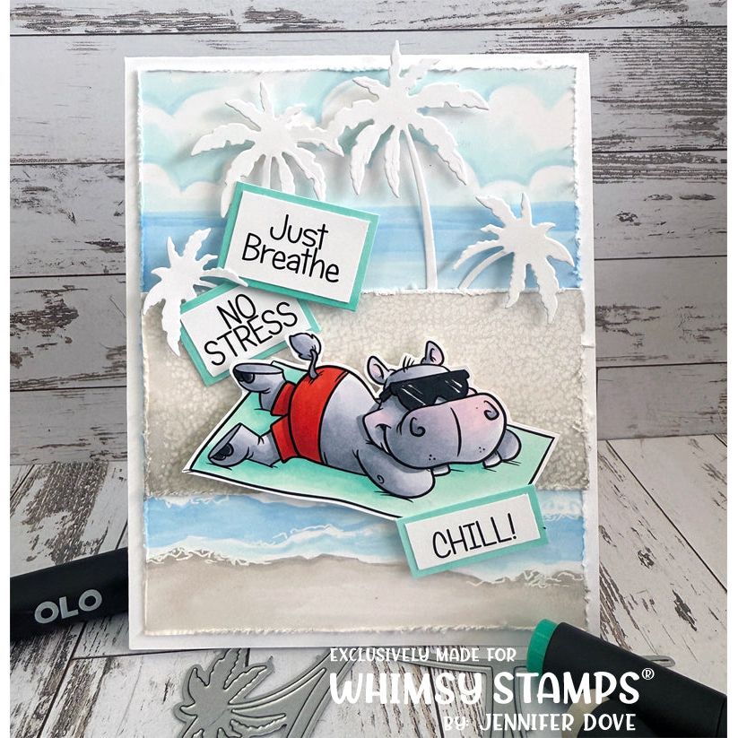 Whimsy Stamps Hippo Yoga Clear Stamps dp1048a relax