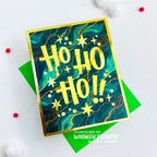 Whimsy Stamps Ho Ho Ho Die wsd072 golden ho ho ho marbled background card