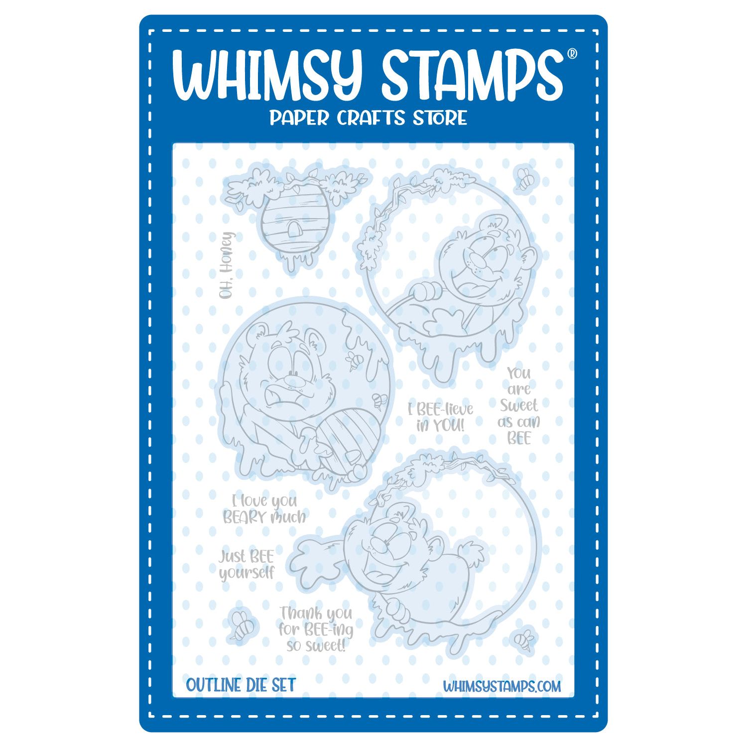 Whimsy Stamps Honeybear Outline Dies wsd019