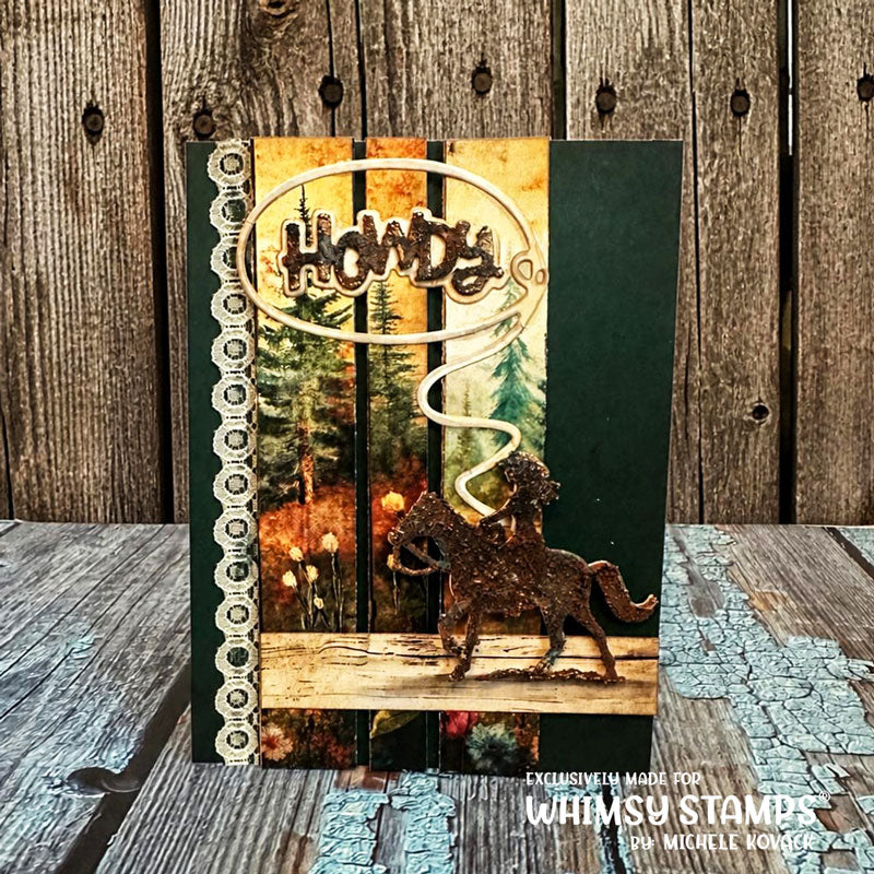 Whimsy Stamps Howdy Word and Shadow Dies wsd148a lasso
