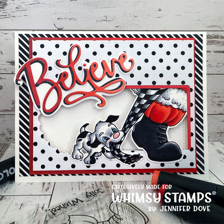 Whimsy Stamps Jolly Puppy Kisses Clear Stamps c1279a dots