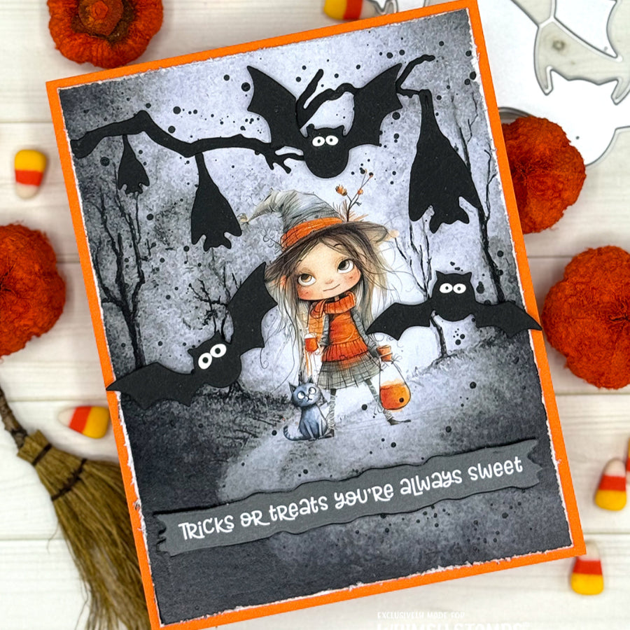 Whimsy Stamps Lil Friends Quick Card Fronts wsqcf-34 bats
