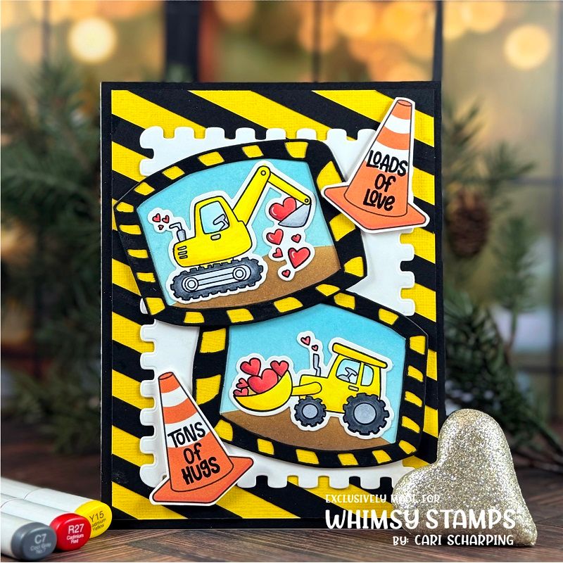 Whimsy Stamps Loads of Love Outline Dies wsd123a yellow and black
