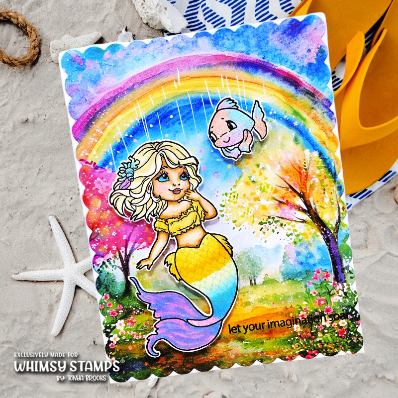 Whimsy Stamps Mermaid Friends Clear Stamps c1273a rainbow