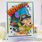 Whimsy Stamps Mermaid Kids Boy Clear Stamp and No Fuss Masks Set bubbles