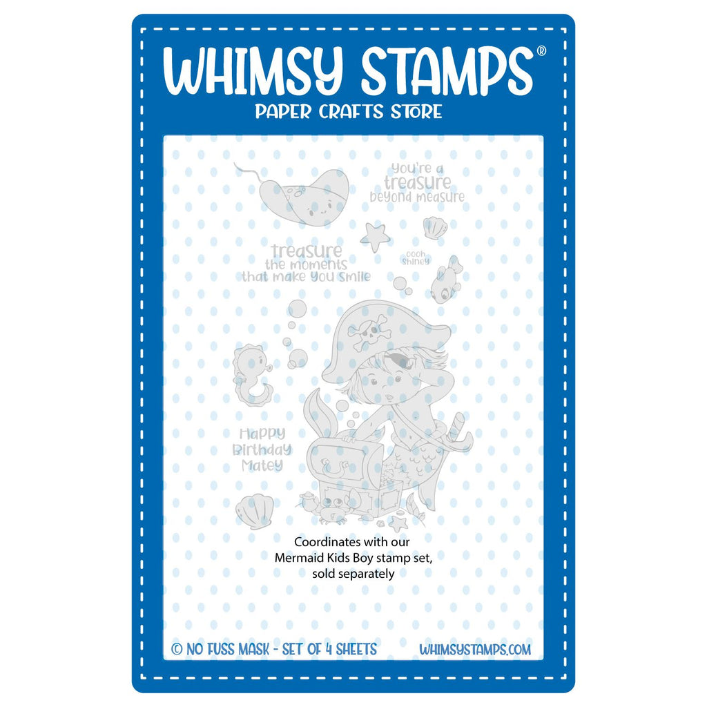 Whimsy Stamps Mermaid Kids Boy Clear Stamp and No Fuss Masks Set product image 2