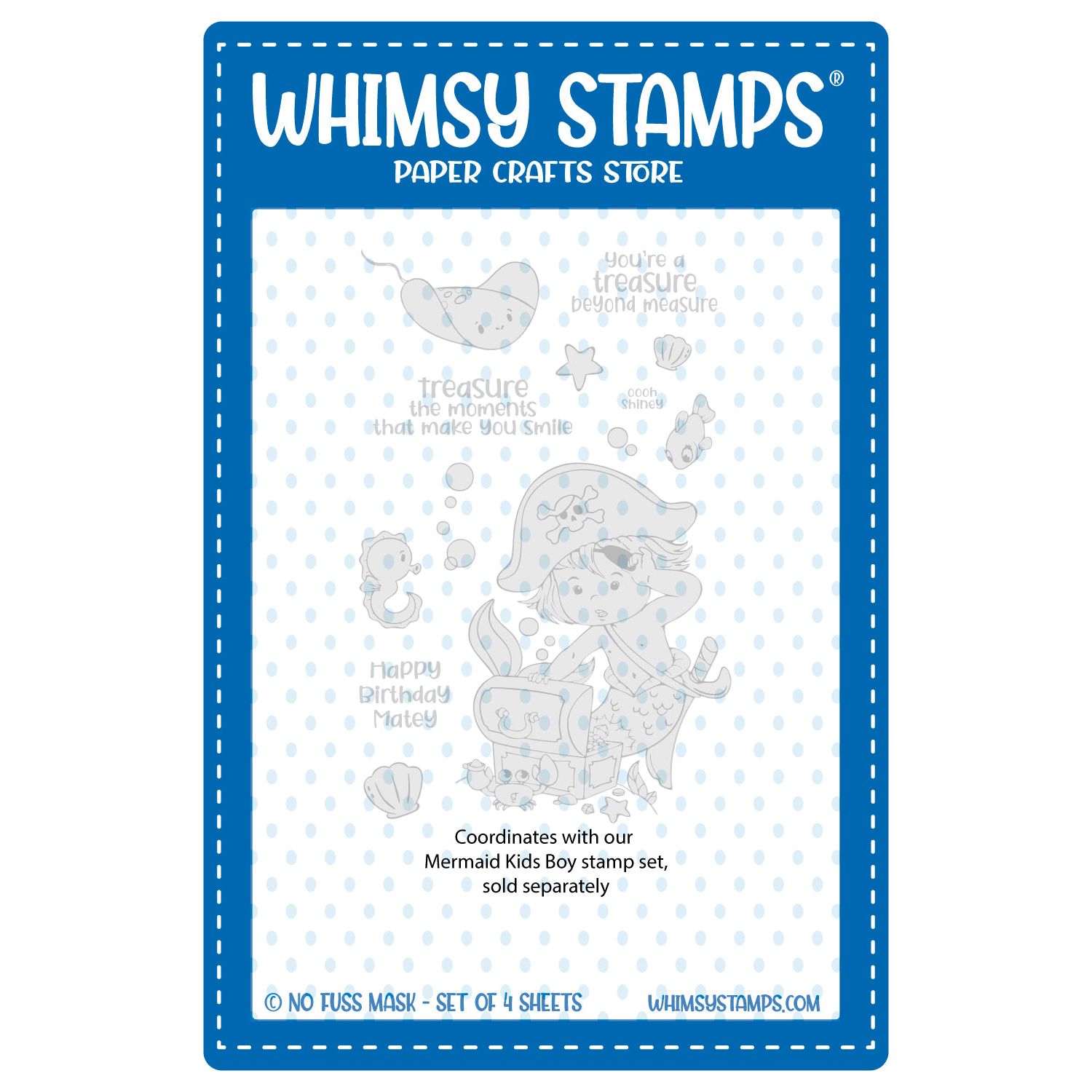 Whimsy Stamps Mermaid Kids Boy Clear Stamp and No Fuss Masks Set product image 2