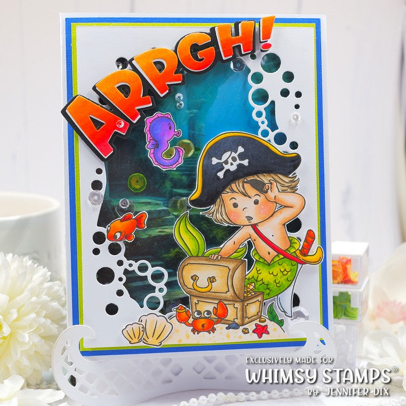 Whimsy Stamps Mermaid Kids Girl and Boy Clear Stamp Set bubbles