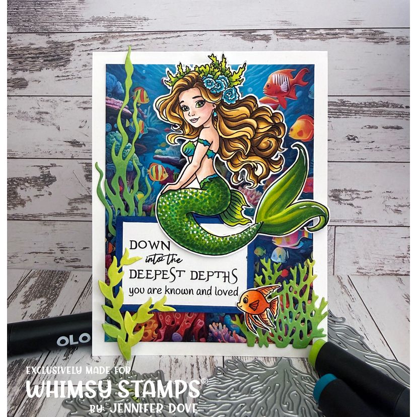 Whimsy Stamps Mermaid Meditations Clear Stamps c1299a you are loved