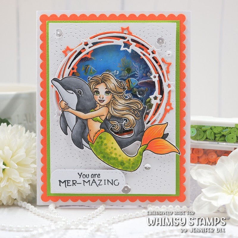 Whimsy Stamps Mermaid Whispers Clear Stamps c1301a orange stars