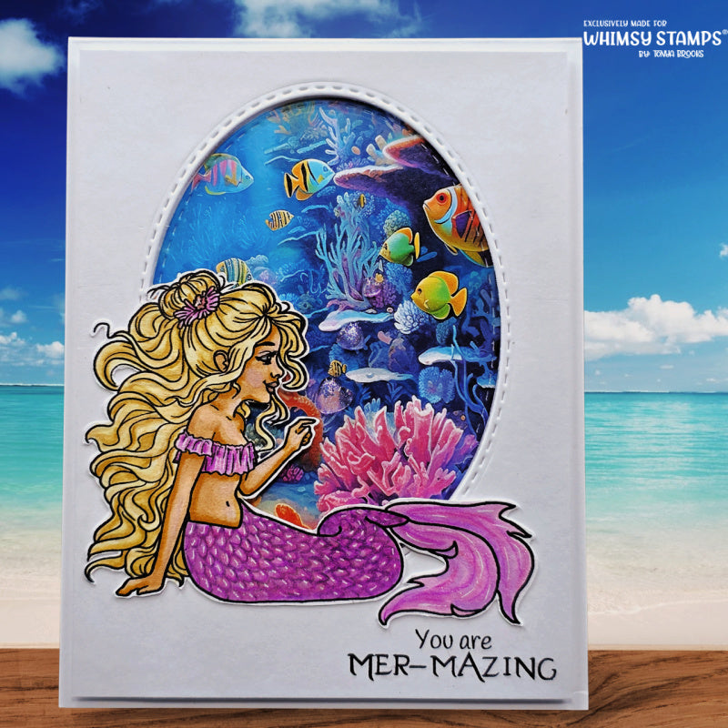 Whimsy Stamps Mermaid Whispers Clear Stamps c1301a pink tail