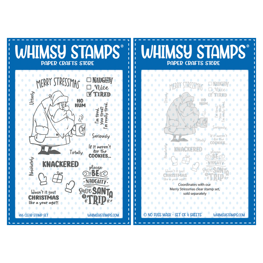 Whimsy Stamps Merry Stressmas Clear Stamps and Mask Set