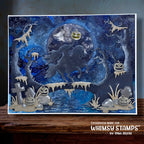 Whimsy Stamps Mini Graves Dies wsd060 blue background card