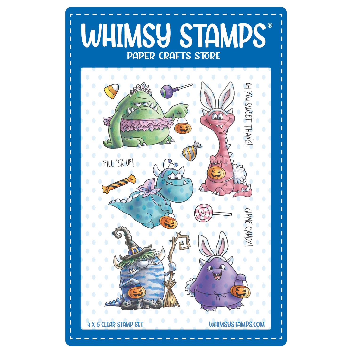 Whimsy Stamps Monster Halloween Clear Stamps c1259a