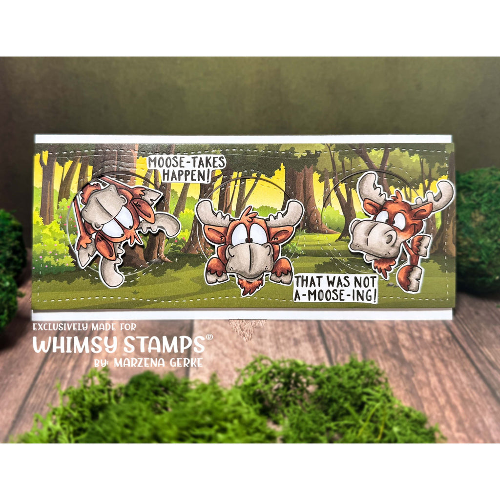 Whimsy Stamps Moose-tude Clear Stamp and Die Set funny