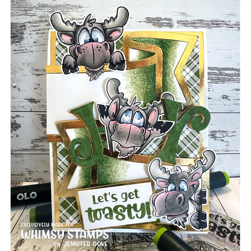 Whimsy Stamps Moose-tude Clear Stamp and Die Set joy
