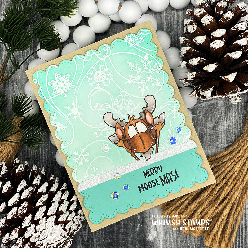 Whimsy Stamps Moose-tude Clear Stamp and Die Set snowflakes