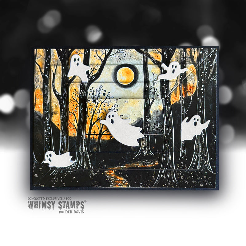 Whimsy Stamps October Nights 6x6 inch Paper Pack wsdp58 ghost in the forest card