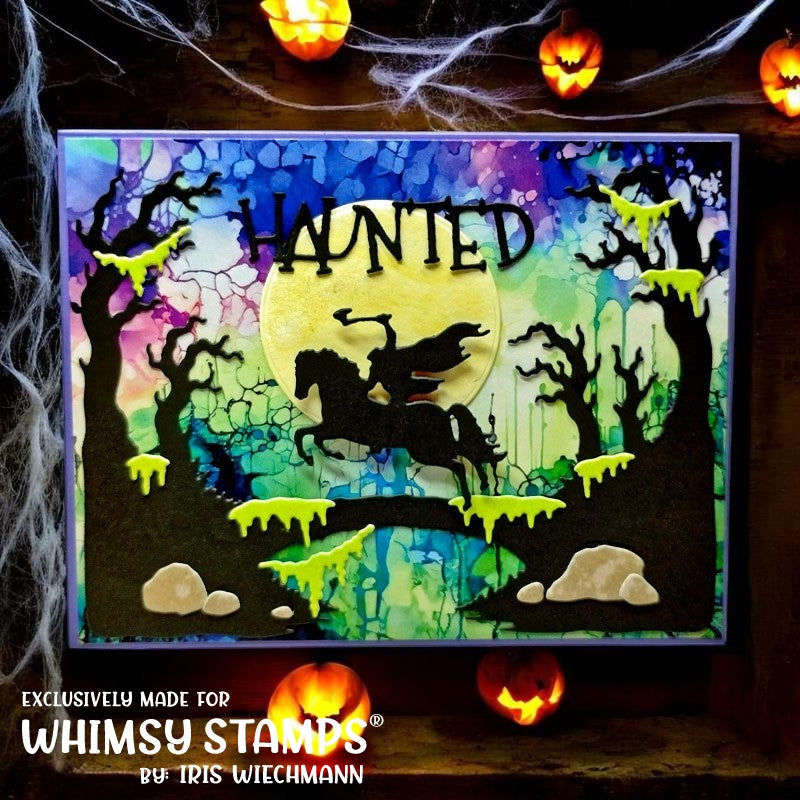 Whimsy Stamps Old Bridge Dies wsd061 watercolor haunted card