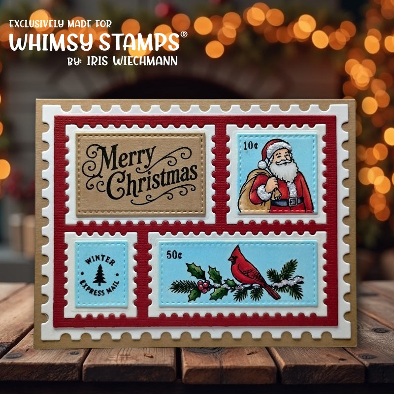 Whimsy Stamps Old Fashioned Christmas Clear Stamps cwsd485 merry christmas postage stamp iris wiechman