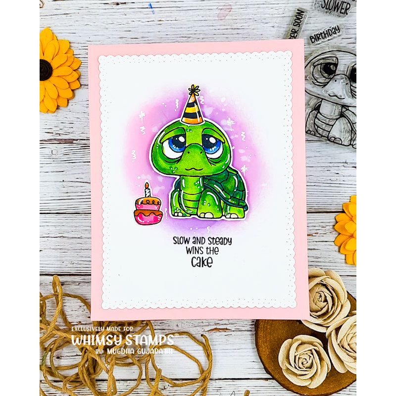 Whimsy Stamps Older Wiser Slower Clear Stamp and Die Set cake