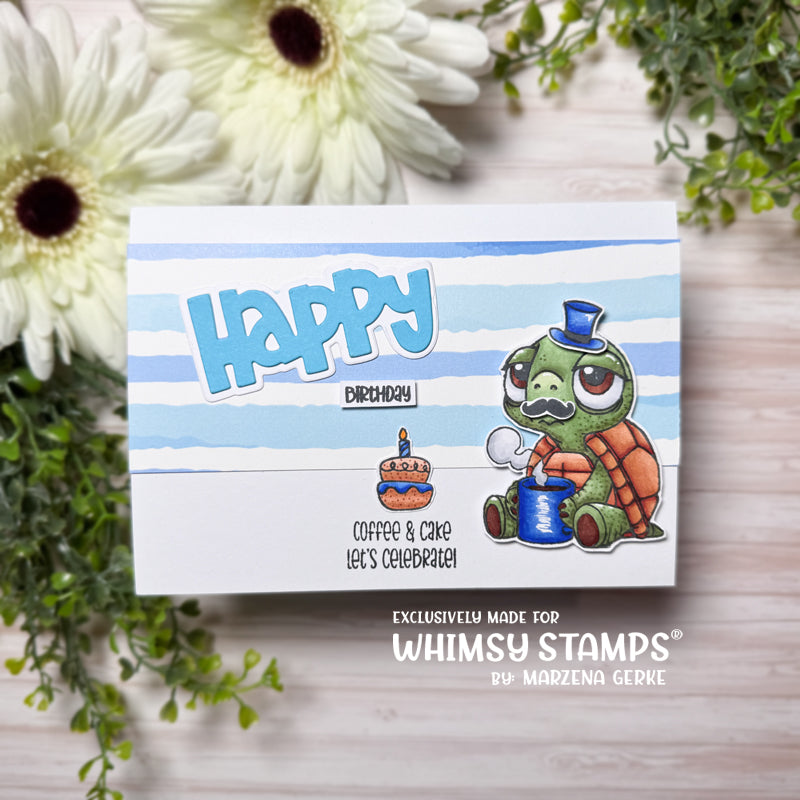 Whimsy Stamps Older Wiser Slower Clear Stamp and Die Set happy birthday