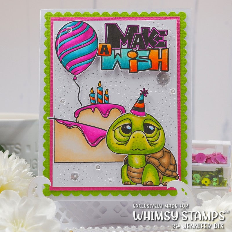 Whimsy Stamps Older Wiser Slower Clear Stamp and Die Set make a wish