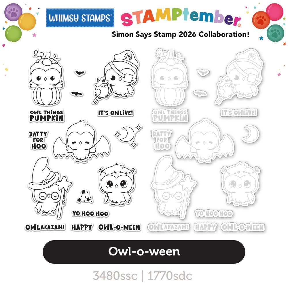 Whimsy Stamps Owl-O-Ween STAMPtember Exclusive Stamps and Dies