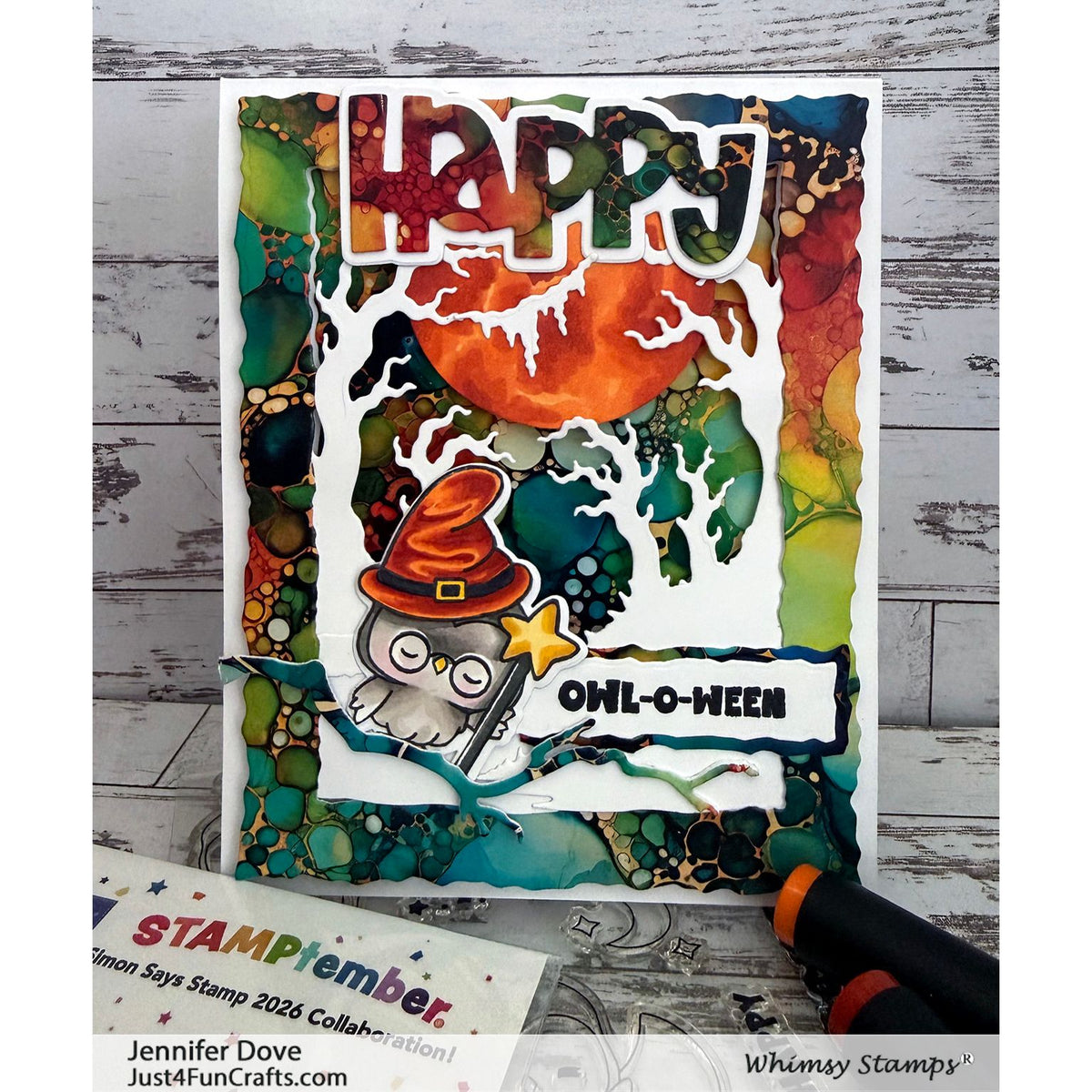 Whimsy Stamps Owl-O-Ween STAMPtember Exclusive Stamps and Dies Cute Halloween Card Owl