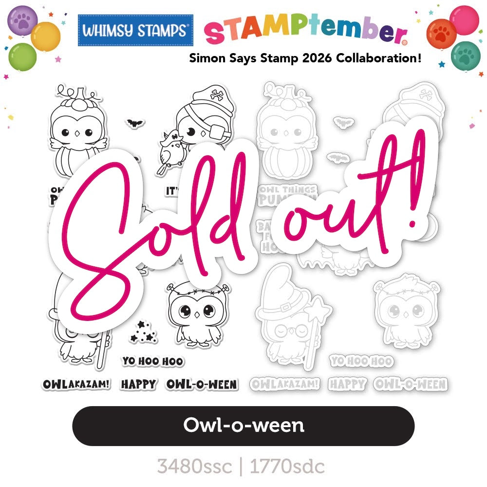 Whimsy Stamps Owl-O-Ween STAMPtember Exclusive Stamps and Dies sold out