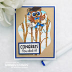 Whimsy Stamps Owl-Ways Reach for the Stars Clear Stamps khb147a owl in trees