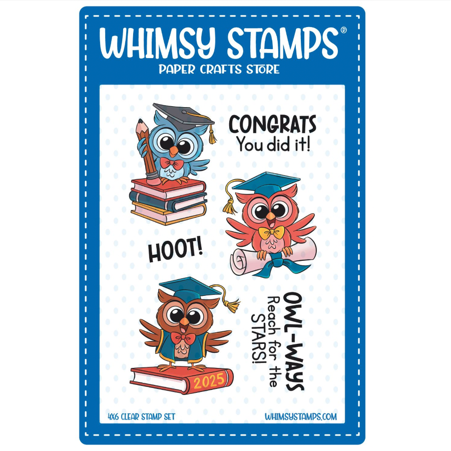 Whimsy Stamps Owls Reach for the Stars Clear Stamps khb147a