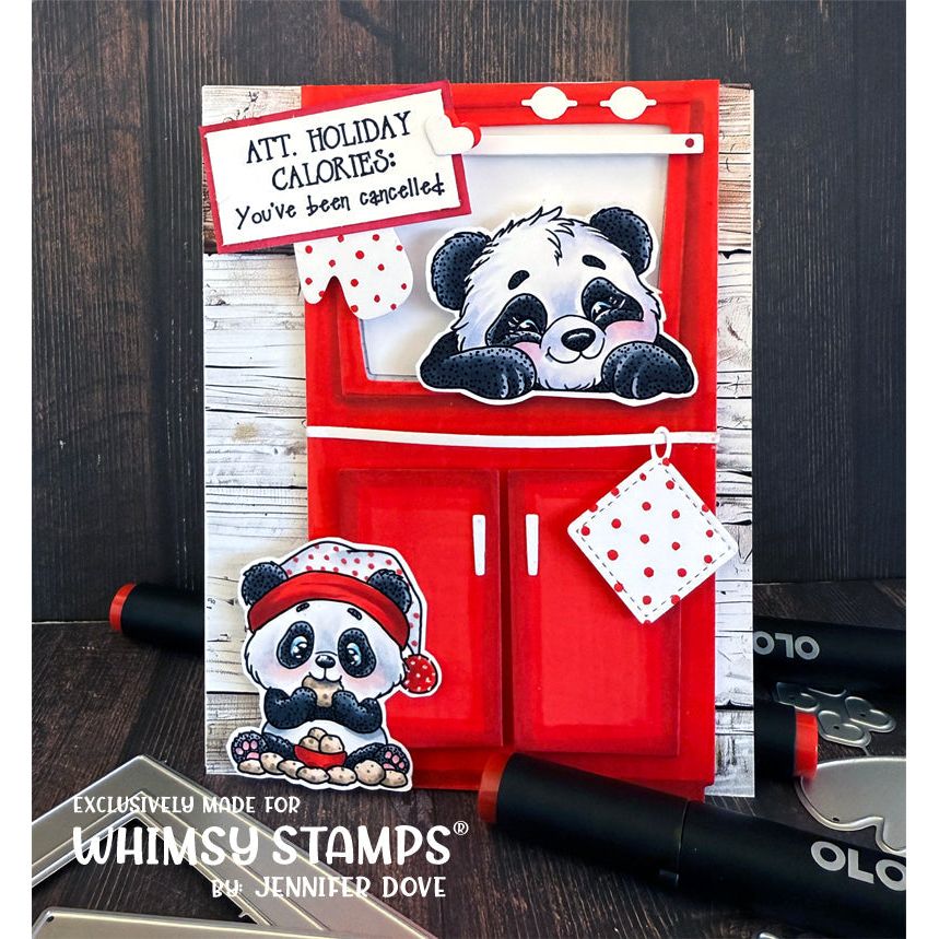 Whimsy Stamps Panda Christmas Clear Stamp and Die Set cookies