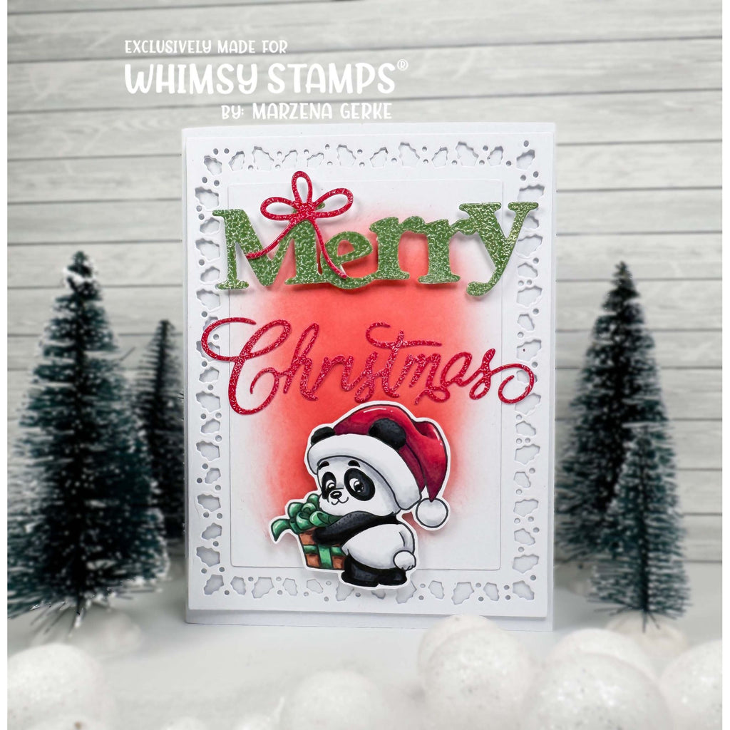 Whimsy Stamps Panda Christmas Clear Stamp and Die Set merry christmas