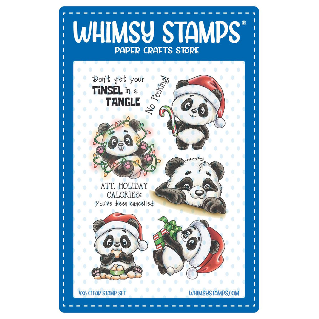 Whimsy Stamps Panda Christmas Clear Stamps c1269a