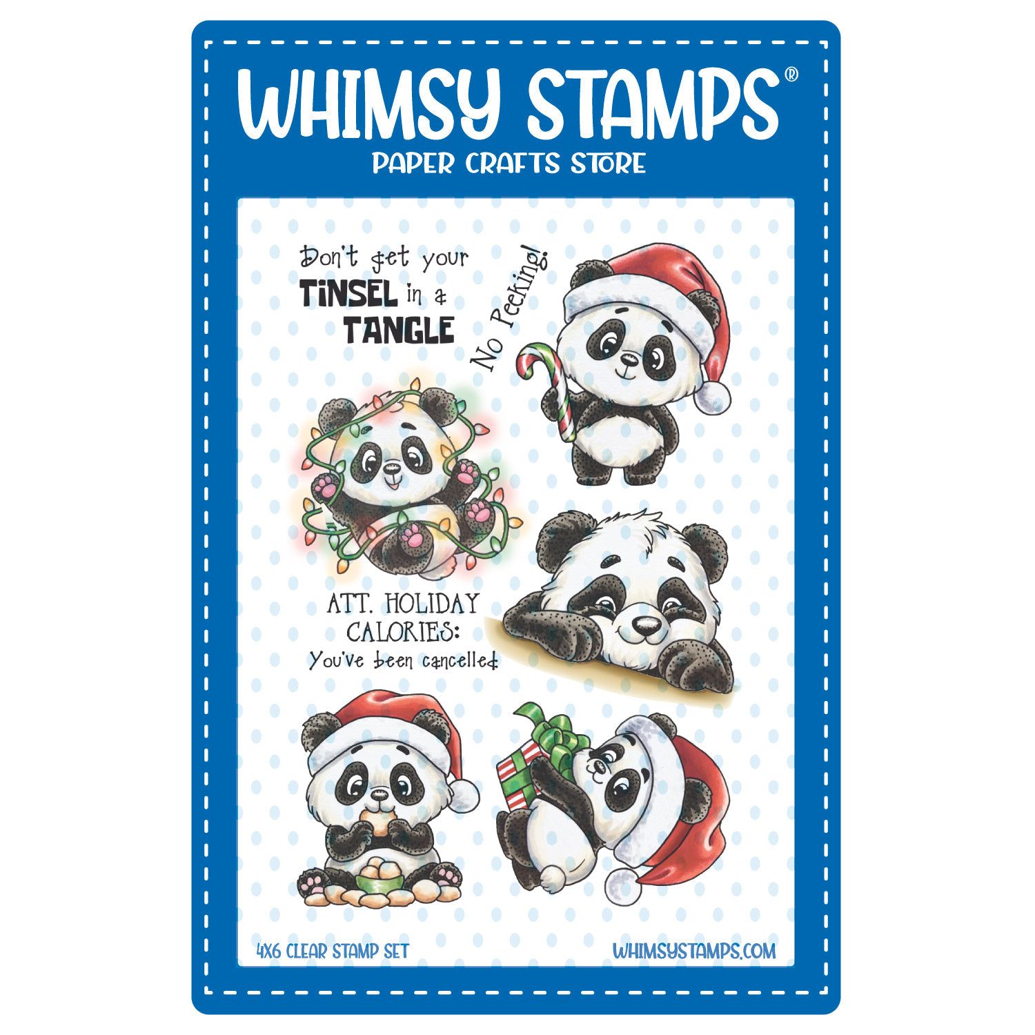 Whimsy Stamps Panda Christmas Clear Stamps c1269a