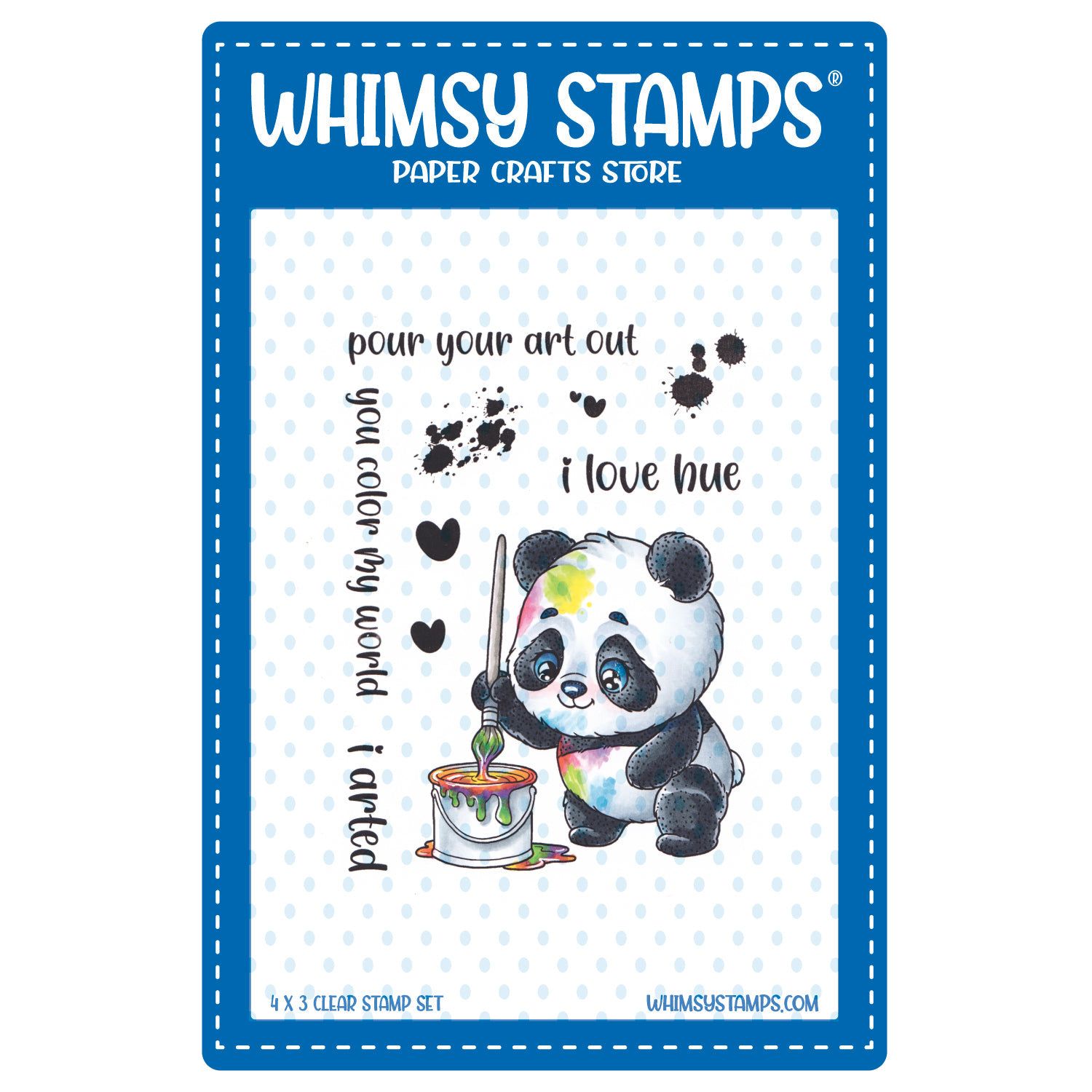 Whimsy Stamps Panda Painter Clear Stamps c1223a