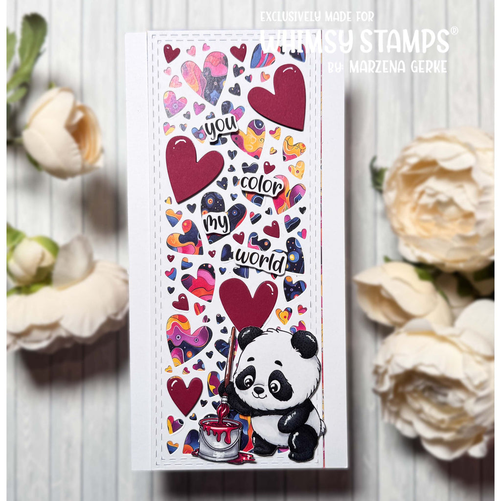 Whimsy Stamps Panda Painter Clear Stamps c1223a hearts