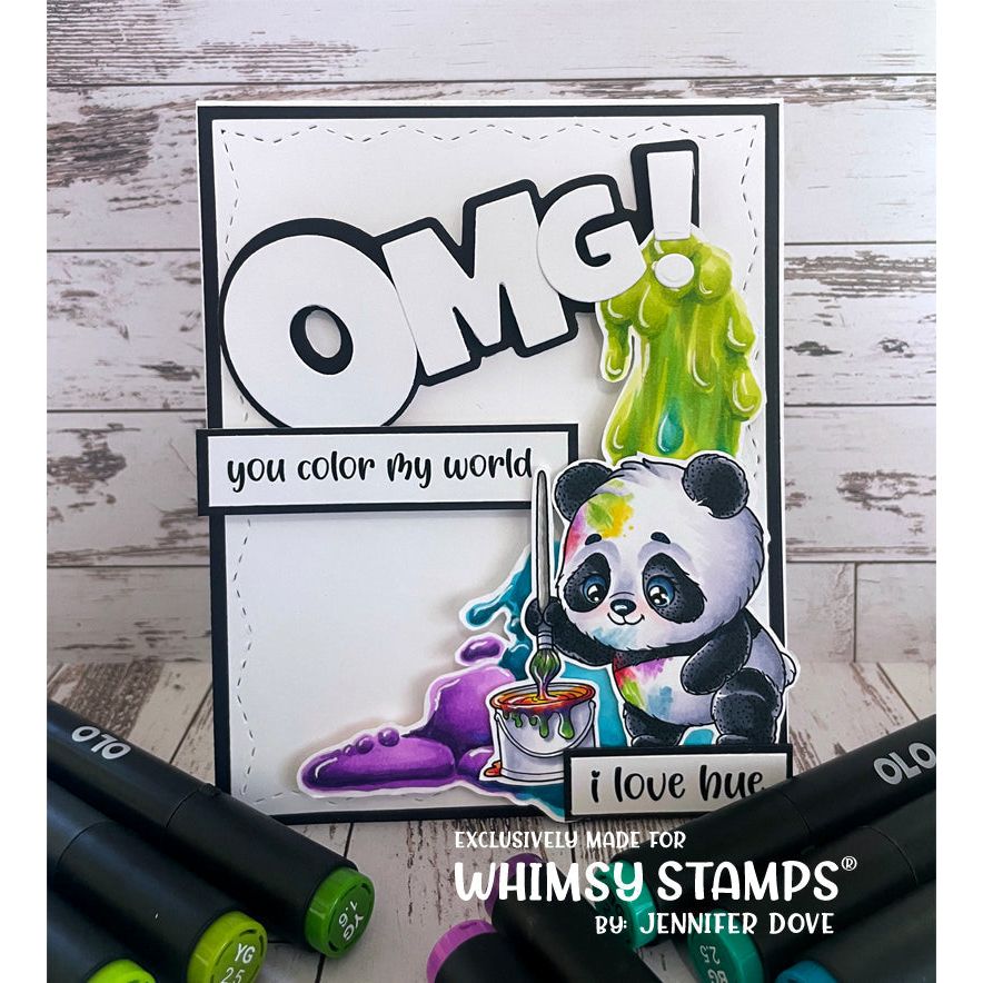Whimsy Stamps Panda Painter Clear Stamps c1223a paint spill
