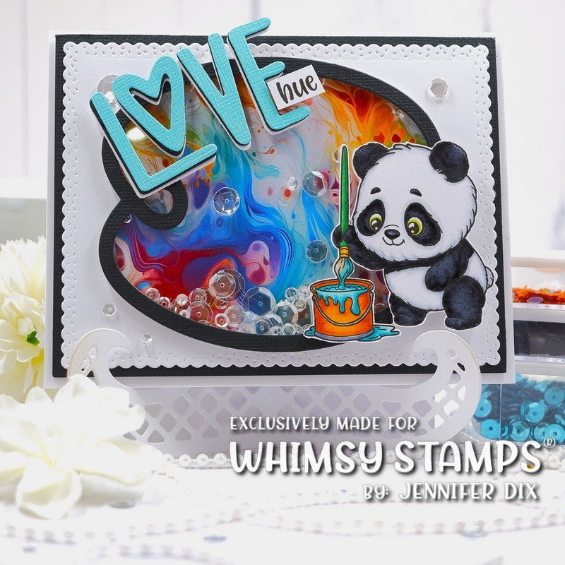 Whimsy Stamps Panda Painter Clear Stamps c1223a shaker card