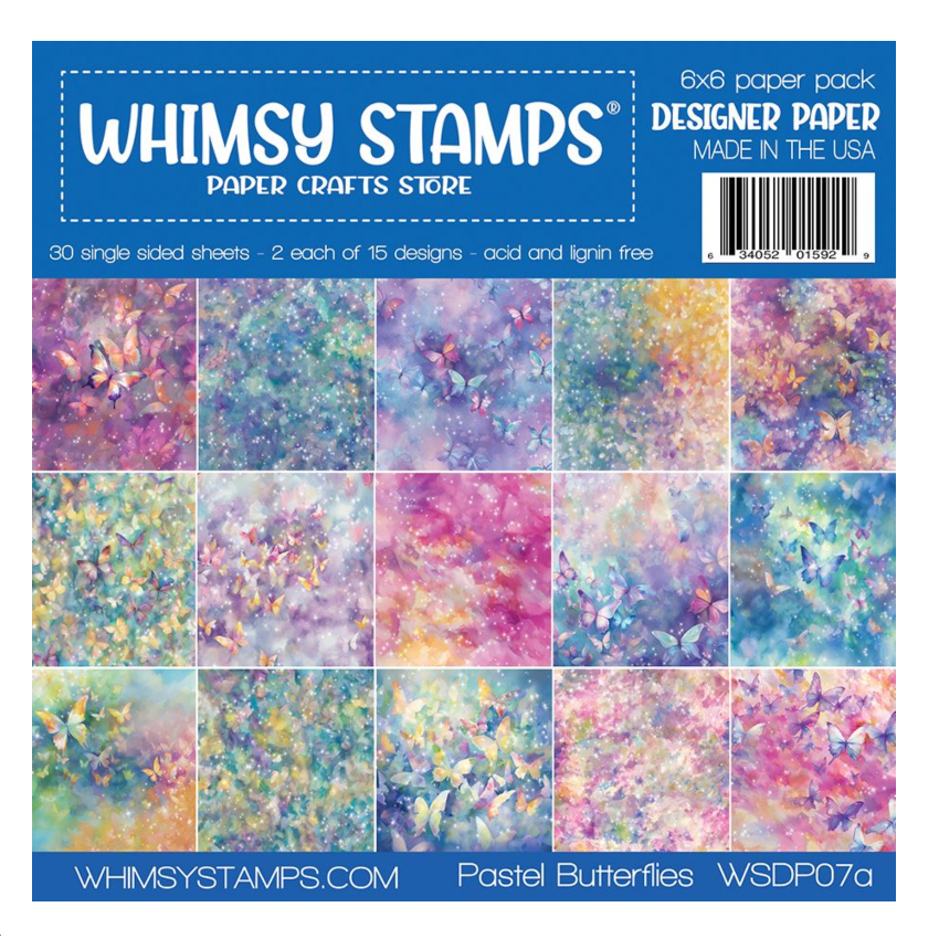 Whimsy Stamps Pastel Butterflies 6x6 inch Paper Pack wsdp07a