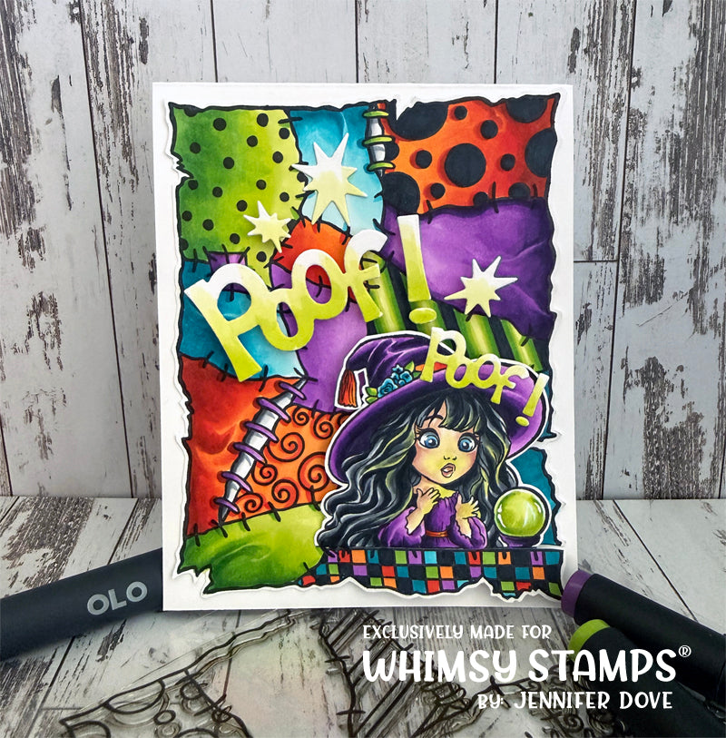 Whimsy Stamps Patched Clear Stamps cwsd356a poof colorful card