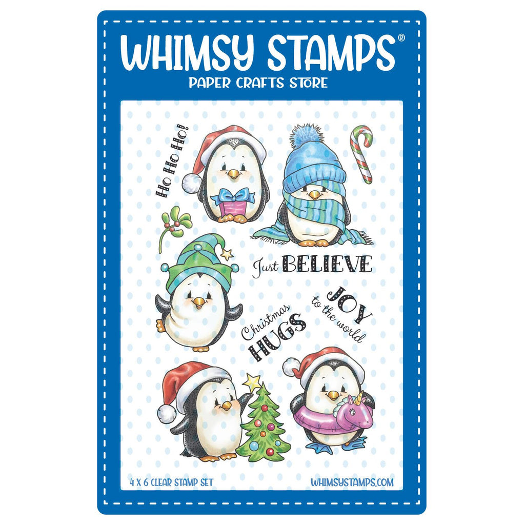 Whimsy Stamps Penguin Winter Holiday Clear Stamps c1267a