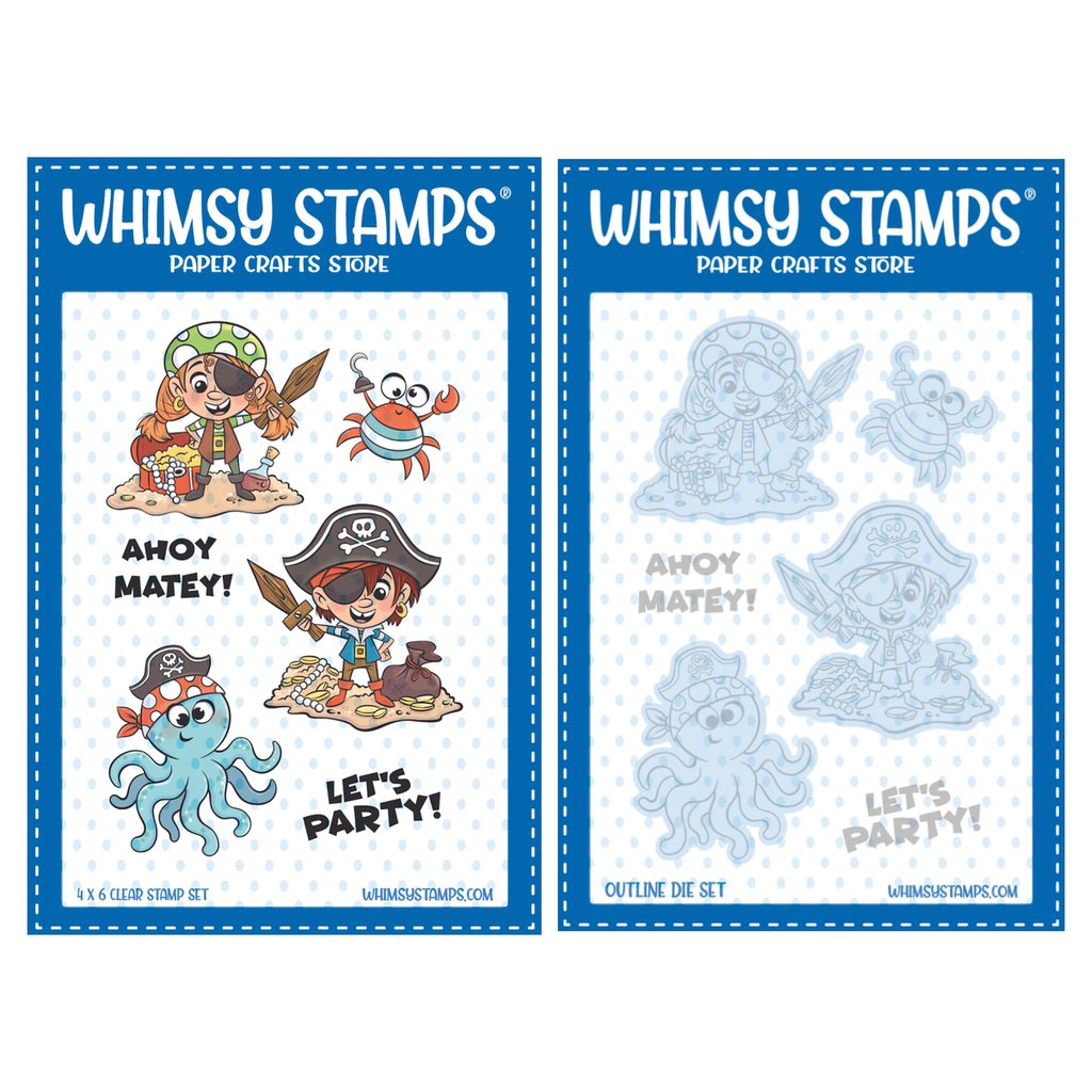Whimsy Stamps Pirate Party Clear Stamp and Die Set*