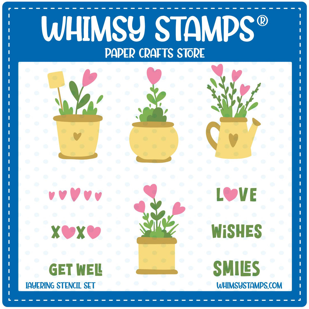 Whimsy Stamps Planted Hearts Layering Stencils wss112a