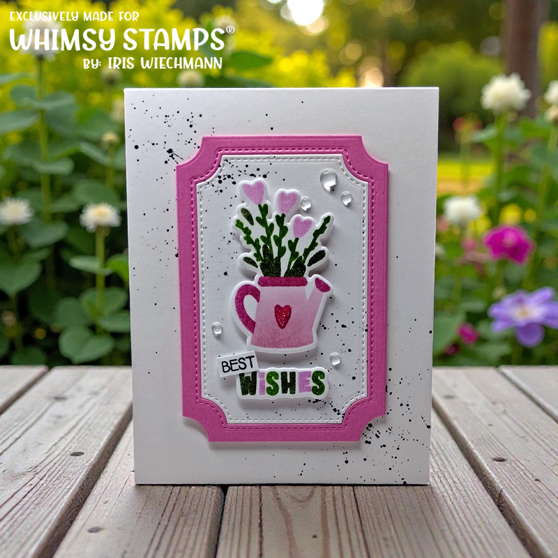 Whimsy Stamps Planted Hearts Outline Dies wsd163a paint splatter