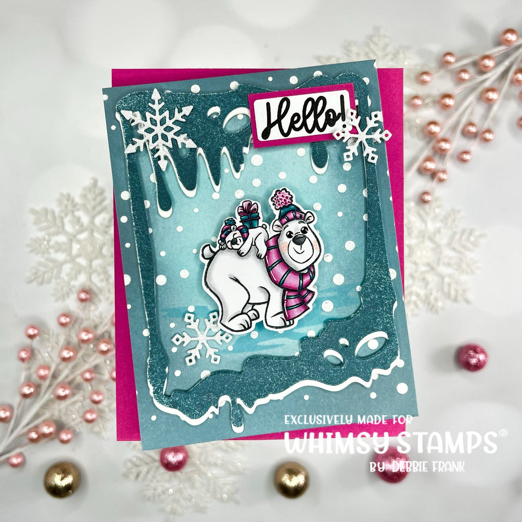 Whimsy Stamps Polar Bear Birthday Clear Stamps khb213 snowflakes 