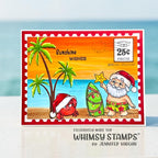 Whimsy Stamps Postage Basics Clear Stamps cwsd486 santa on the beach card jennifer vaughn