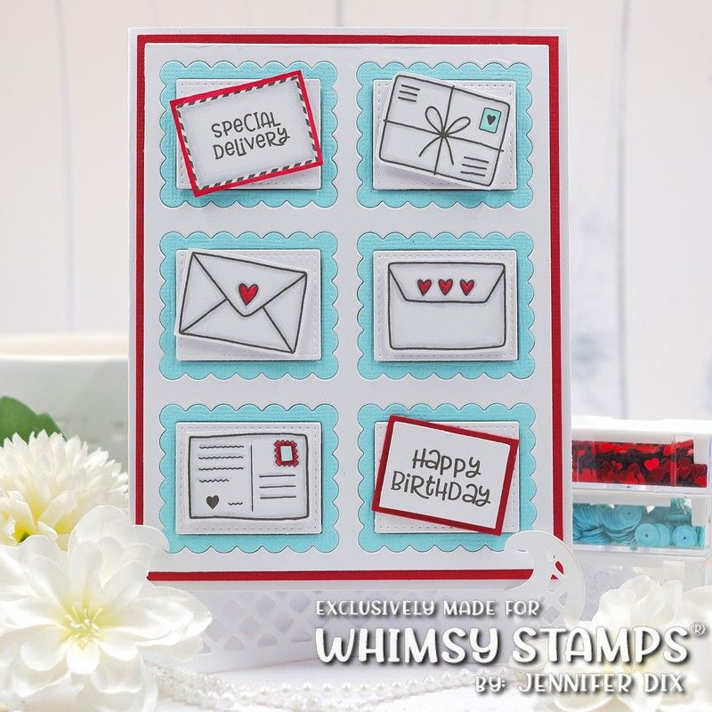 Whimsy Stamps Postal Minis Clear Stamps cwsd293a happy birthday